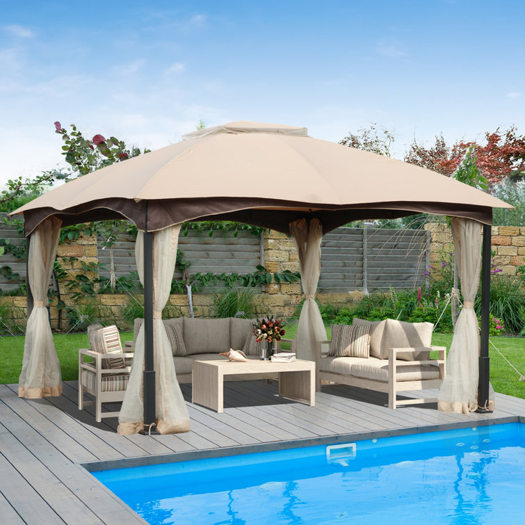 Aoodor 12 Ft. W x 10 Ft. D Steel Patio Gazebo with Mesh Netting & Reviews Wayfair Canada